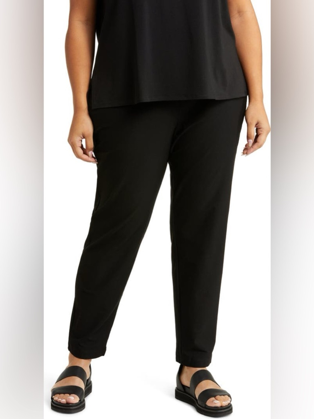 Eileen Fisher Black Straight-Leg Knit Trousers